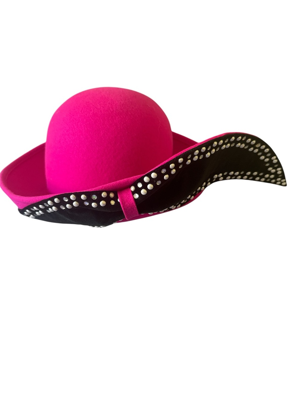 Jack McConnell pink with black embellishment wool felt women’s hat